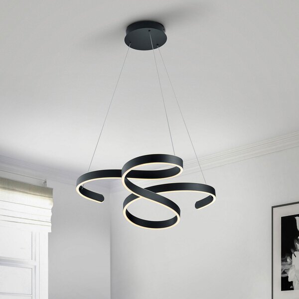 Trio Lighting Francis LED κρεμαστό φωτιστικό, ανθρακί, ρυθμιζόμενος, Μαύρο, Σαλόνι / τραπεζαρία, Μέταλλο, σύγχρονο