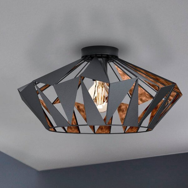 EGLO Φωτιστικό οροφής Carlton, Ø 47 cm, μαύρο/χαλκός, ρυθμιζόμενος, Μαύρο, Σαλόνι / τραπεζαρία, Μέταλλο, Vintage