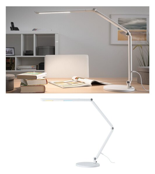 Paulmann Λάμπα γραφείου LED FlexBar, λευκή, 36 cm, CCT, ρυθμιζόμενος, Λευκό, Μελέτη / Γραφείο, Μέταλλο, σύγχρονο