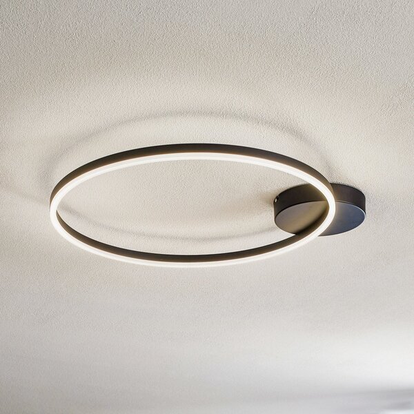 Fabas Luce Giotto 1-φωτεινό φωτιστικό οροφής LED, μαύρο, ρυθμιζόμενος, Μαύρο, Σαλόνι / τραπεζαρία, Μέταλλο, σύγχρονο