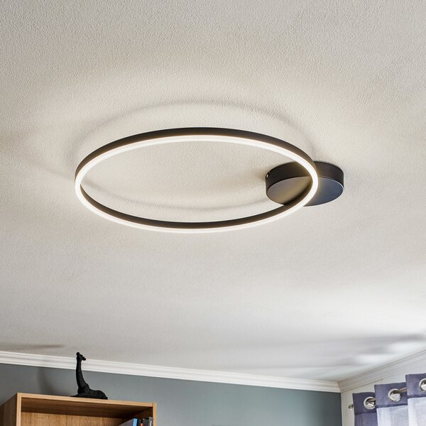 Fabas Luce Giotto 1-φωτεινό φωτιστικό οροφής LED, μαύρο, ρυθμιζόμενος, Μαύρο, Σαλόνι / τραπεζαρία, Μέταλλο, σύγχρονο