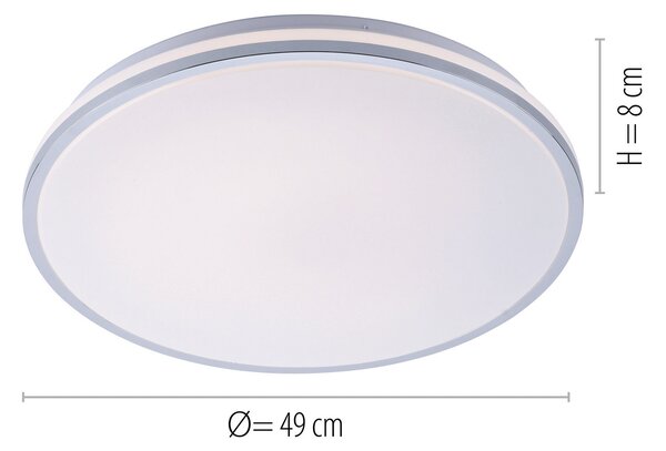 JUST LIGHT. GmbH Φωτιστικό οροφής Isabell LED, Ø 49 cm, Μεταλλικό, Μπάνιο, Πλαστικό, σύγχρονο