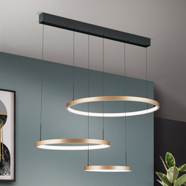 ORION Sphere LED κρεμαστό φωτιστικό, τρίφωτο, μαύρο/χρυσό, ρυθμιζόμενος, Μαύρο, Σαλόνι / τραπεζαρία, Μέταλλο, σύγχρονο