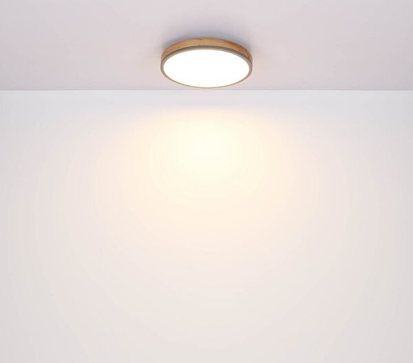 Globo Φωτιστικό οροφής LED Doro, Ø 60 cm, σκούρο γραφίτη/ξύλο, ξύλο, CCT, ρυθμιζόμενος, Ξύλου, Σαλόνι / τραπεζαρία, Ξύλο, σύγχρονο