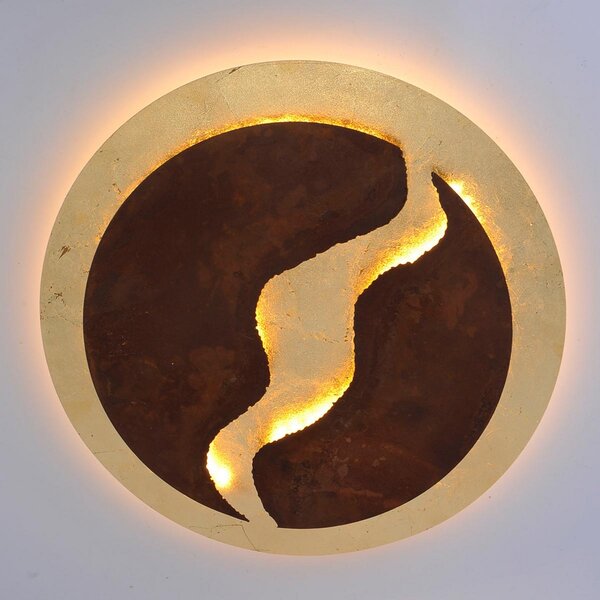 Paul Neuhaus Φωτιστικό οροφής LED Nevis, στρογγυλό, Ø 50 cm, καφέ-χρυσό, ρυθμιζόμενος, Καφέ / Σκουριάς, Σαλόνι / τραπεζαρία, Μέταλλο, σύγχρονο