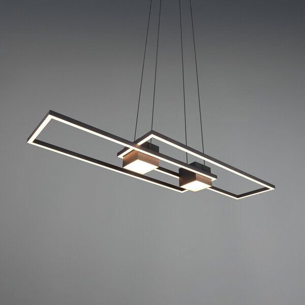 Trio Lighting Albany LED κρεμαστό φωτιστικό, μαύρο, 100 x 28 cm, αλουμίνιο CCT dimmable, ρυθμιζόμενος, Μαύρο, Σαλόνι / τραπεζαρία, Αλουμίνιο, σύγχρονο