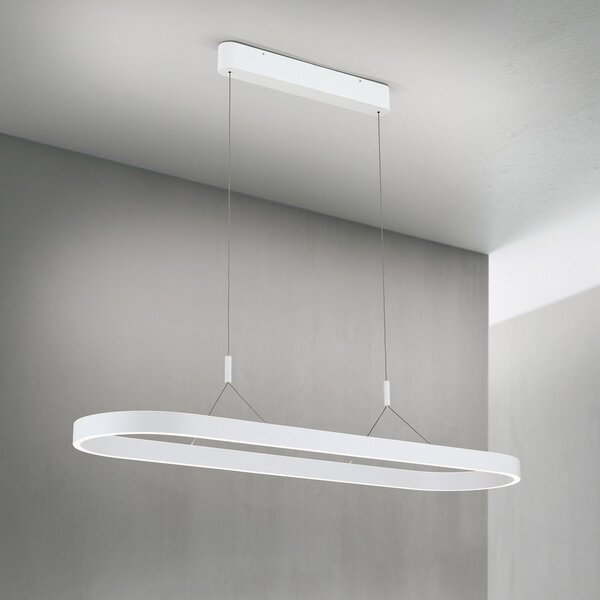 ORION Carrara LED κρεμαστό φωτιστικό, λευκό, ρυθμιζόμενο ύψος, CCT, ρυθμιζόμενος, Λευκό, Σαλόνι / τραπεζαρία, Αλουμίνιο, σύγχρονο