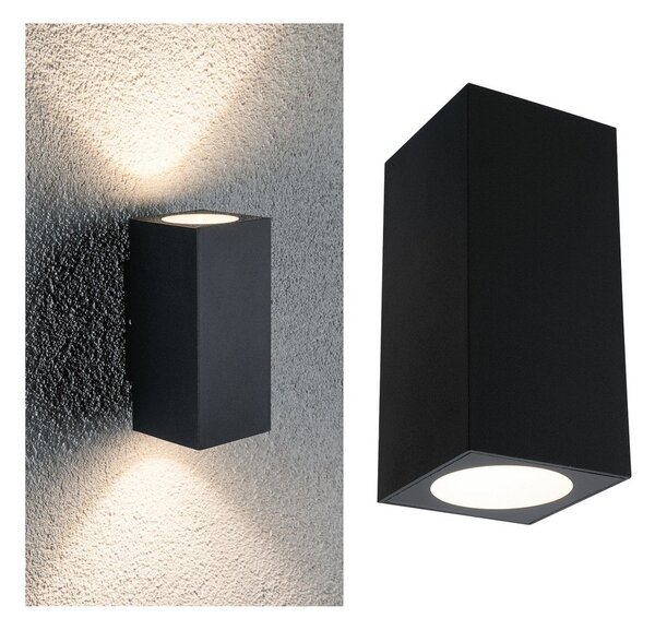 Paulmann Φωτιστικό τοίχου εξωτερικού χώρου Flame 2fl 12.8cm ανθρακί, Μαύρο, Μέταλλο, σύγχρονο, Γωνιακός τοίχος