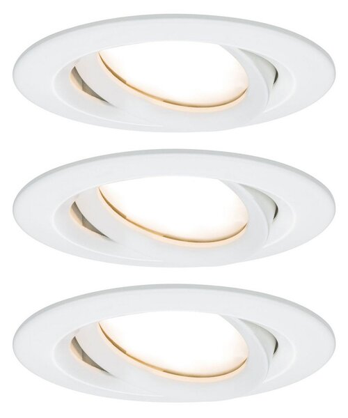 Paulmann LED Spot Nova Plus Coin, σετ 3 τεμαχίων, στρογγυλό, λευκό, 2.700 K,, ρυθμιζόμενος, Λευκό, Διάδρομος, Μέταλλο, σύγχρονο, Φωτιστικά εσοχής στρογγυλά