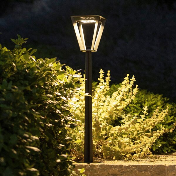 Les Jardins Metro LED ηλιακός φωτισμός μονοπατιών με αισθητήρα, γκρι, ρυθμιζόμενος, Γκρι, Μέταλλο, Εξωτερικό κολωνάκι / μονοπάτι
