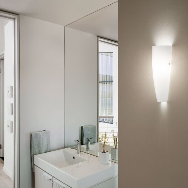 Fabas Luce Λευκό φωτιστικό τοίχου Dedalo IP44, ρυθμιζόμενος, Λευκό, Μπάνιο, Γυαλί, σύγχρονο