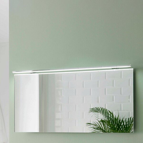 Ebir Esther 2 LED καθρέφτης, χρώμιο, πλάτος 120 cm, Μεταλλικό, Μπάνιο, Πλαστικό, σύγχρονο