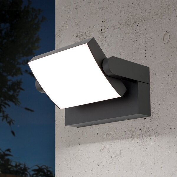 ORION Εξωτερικό φωτιστικό τοίχου LED Ginger, IP54, CCT, ανθρακί, Μαύρο, Μέταλλο, σύγχρονο