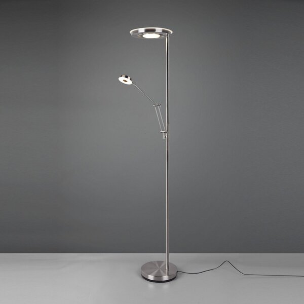 Trio Lighting LED φωτιστικό οροφής Barrie με φως ανάγνωσης, ματ νικέλιο, ρυθμιζόμενος, Γκρι, Σαλόνι / τραπεζαρία, Μέταλλο, σύγχρονο, Φως ανάγνωσης
