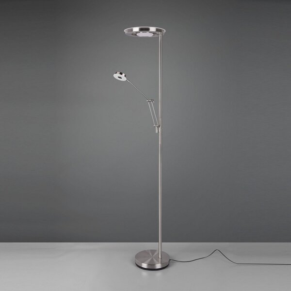 Trio Lighting LED φωτιστικό οροφής Barrie με φως ανάγνωσης, ματ νικέλιο, ρυθμιζόμενος, Γκρι, Σαλόνι / τραπεζαρία, Μέταλλο, σύγχρονο, Φως ανάγνωσης