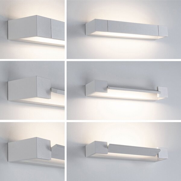 Paulmann LED απλίκα Lucille, λευκό, 40 cm, ρυθμιζόμενη ένταση φωτισμού, IP44, ρυθμιζόμενος, Λευκό, Μπάνιο, Μέταλλο, σύγχρονο
