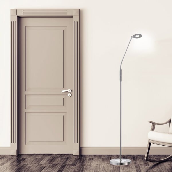 FISCHER & HONSEL Φωτιστικό δαπέδου LED Dent, CCT, μονόφωτο, νικέλιο, ρυθμιζόμενος, Γκρι, Σαλόνι / τραπεζαρία, Μέταλλο, σύγχρονο