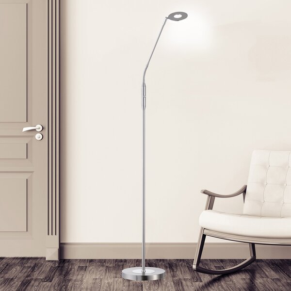 FISCHER & HONSEL Φωτιστικό δαπέδου LED Dent, CCT, μονόφωτο, νικέλιο, ρυθμιζόμενος, Γκρι, Σαλόνι / τραπεζαρία, Μέταλλο, σύγχρονο