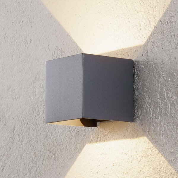 ORION Εξωτερικό φωτιστικό τοίχου LED Cube, ανθρακί, μέταλλο, 10 cm, up/down, Γκρι, Μέταλλο, σύγχρονο, Πρίζα τοίχου πάνω/κάτω