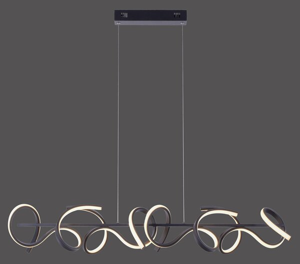 JUST LIGHT. GmbH Curls LED κρεμαστό φωτιστικό, μαύρο, μεταλλικό, μήκος 99 cm, με δυνατότητα, ρυθμιζόμενος, Μαύρο, Σαλόνι / τραπεζαρία, Μέταλλο, σύγχρονο
