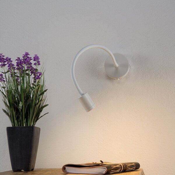 Ideallux Focus εύκαμπτο φωτιστικό τοίχου LED, λευκό, Λευκό, Σαλόνι / τραπεζαρία, Μέταλλο, σύγχρονο