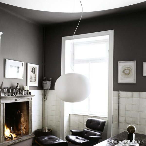 FLOS Glo-Ball - σφαιρικό κρεμαστό φωτιστικό 45 cm, ρυθμιζόμενος, Λευκό, Σαλόνι / τραπεζαρία, Γυαλί, σχεδιασμός, Σφαίρα
