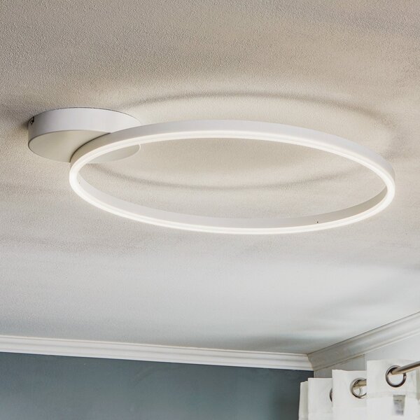 Fabas Luce Giotto 1-φωτεινό φωτιστικό οροφής LED, λευκό, ρυθμιζόμενος, Λευκό, Σαλόνι / τραπεζαρία, Μέταλλο, σύγχρονο