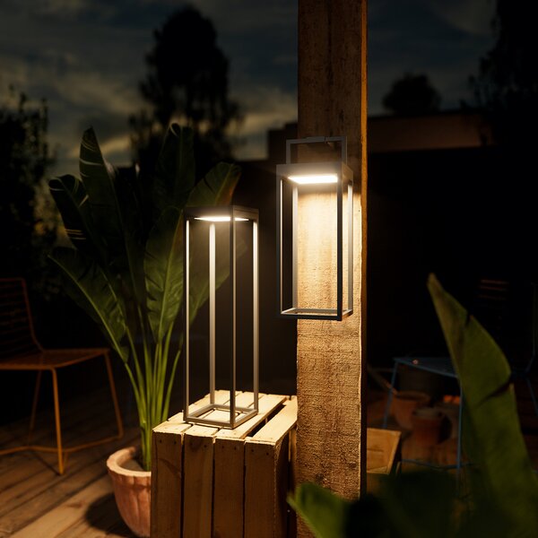 Sigor Numove LED ηλιακό φωτιστικό, γκρι γραφίτη, ύψος 32,5 cm, ρυθμιζόμενος, Μαύρο, Μέταλλο, σύγχρονο