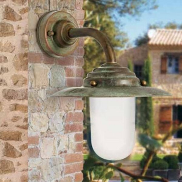 Moretti Luce Εξωτερικό φωτιστικό τοίχου Antique 26cm ορείχαλκο antique/opal, ρυθμιζόμενος, Χαλκού, Μέταλλο, Εξοχική κατοικία / Ρουστίκ
