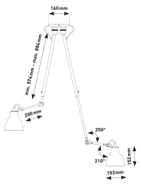 Lampe Gras - 302 Double Φωτιστικό οροφής Μαύρο Lampe Gras