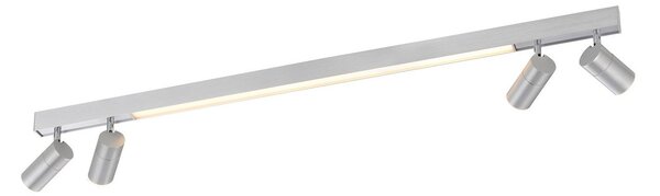PURE LED οροφής Lines, 120 cm, ασημί, τηλεχειριστήριο, ρυθμιζόμενος, Γκρι, Σαλόνι / τραπεζαρία, Μέταλλο, σύγχρονο