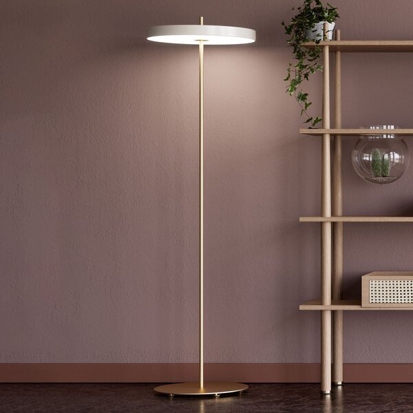 UMAGE Asteria Floor LED φωτιστικό δαπέδου μαργαριταρένιο λευκό, ρυθμιζόμενος, Λευκό, Σαλόνι / τραπεζαρία, Μέταλλο, σχεδιασμός