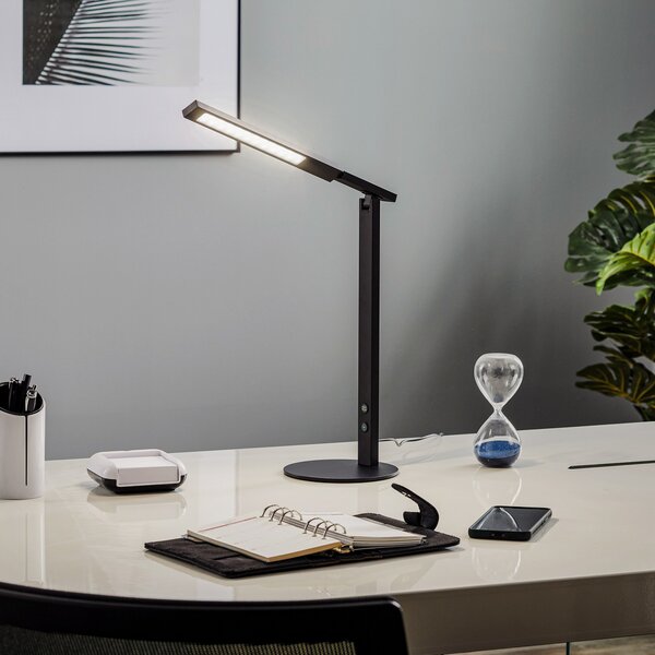 Fabas Luce Λάμπα γραφείου LED Ιδανική με ρυθμιστή έντασης, μαύρη, ρυθμιζόμενος, Μαύρο, Μελέτη / Γραφείο, Μέταλλο, σύγχρονο