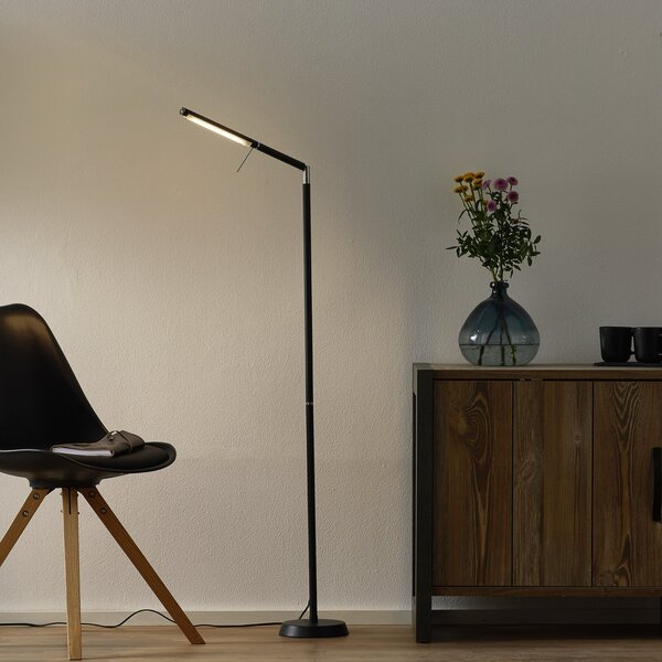Trio Lighting Φωτιστικό δαπέδου LED Filigran, μαύρο, ρυθμιζόμενο, ρυθμιζόμενος, Μαύρο, Σαλόνι / τραπεζαρία, Μέταλλο, σύγχρονο, Φως ανάγνωσης