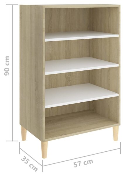 Ραφιέρα Λευκό και Sonoma Δρυς 57 x 35 x 90 εκ. από Μοριοσανίδα - Λευκό