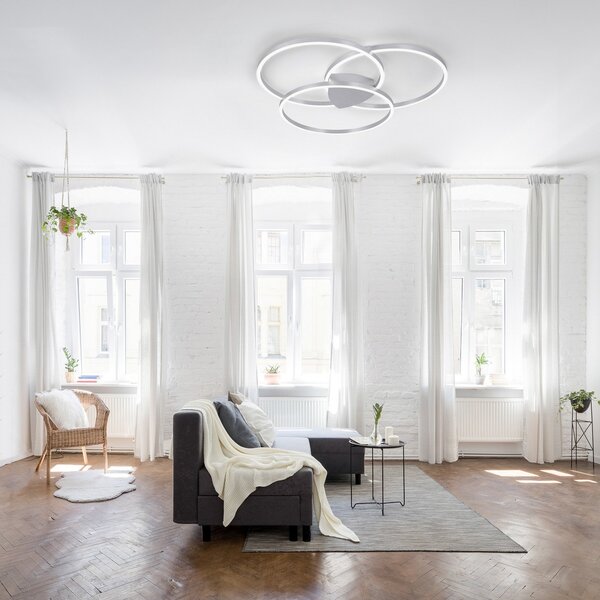 Q-Smart-Home Φωτιστικό οροφής Paul Neuhaus Q-KATE LED, ρυθμιζόμενος, Γκρι, Σαλόνι / τραπεζαρία, Μέταλλο, σύγχρονο, Οροφή πολλαπλής φλόγας