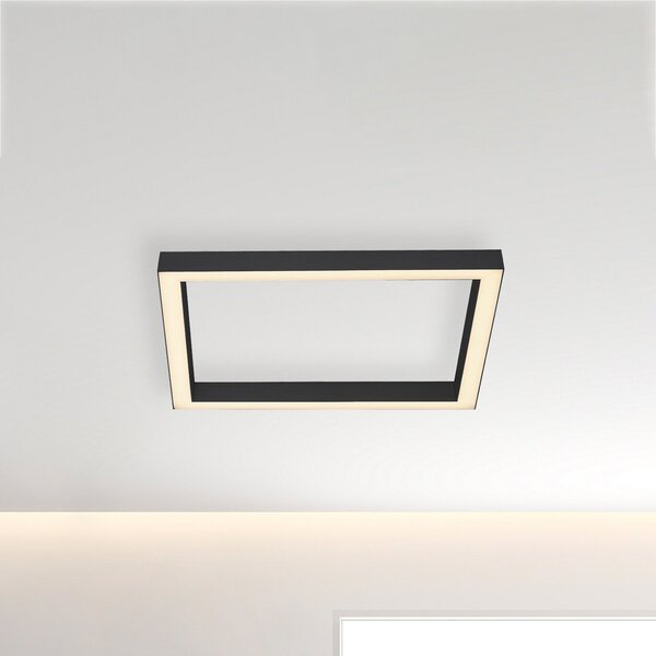 PURE Φωτιστικό οροφής LED Lines, 55x55 cm, ανθρακί, CCT, τηλεχειριστήριο, ρυθμιζόμενος, Μαύρο, Σαλόνι / τραπεζαρία, Μέταλλο, σύγχρονο