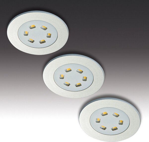 Hera σετ 3 φωτιστικών LED εσοχής R 55, Μεταλλικό, Κουζίνα, Μέταλλο, σύγχρονο, Φωτιστικά εσοχής στρογγυλά