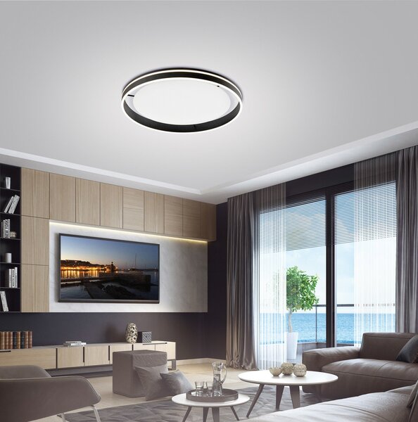 Q-Smart-Home Paul Neuhaus Q-VITO LED φωτιστικό οροφής 79cm ανθρακί, ρυθμιζόμενος, Μαύρο, Σαλόνι / τραπεζαρία, Μέταλλο, σύγχρονο