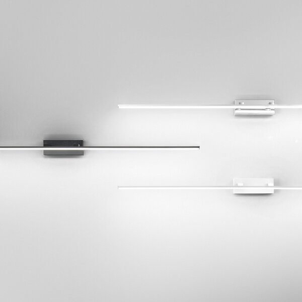 Fabas Luce Nala LED καθρέφτης, μαύρο, πλάτος 110 cm, μεταλλικό, Μαύρο, Μπάνιο, Μέταλλο, σύγχρονο, Πρίζα τοίχου κάτω