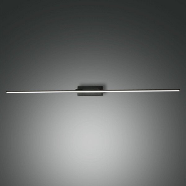Fabas Luce Nala LED καθρέφτης, μαύρο, πλάτος 110 cm, μεταλλικό, Μαύρο, Μπάνιο, Μέταλλο, σύγχρονο, Πρίζα τοίχου κάτω