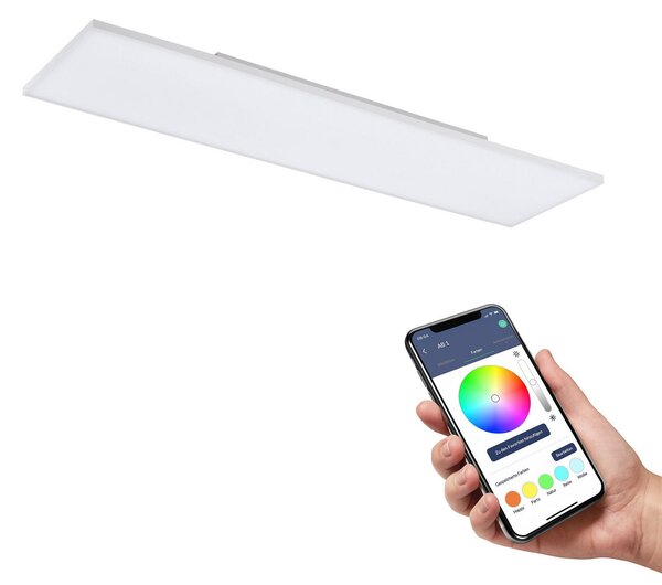 EGLO connect Turcona-Z LED φωτιστικό οροφής 120x30cm, ρυθμιζόμενος, Λευκό, Σαλόνι / τραπεζαρία, Πλαστικό