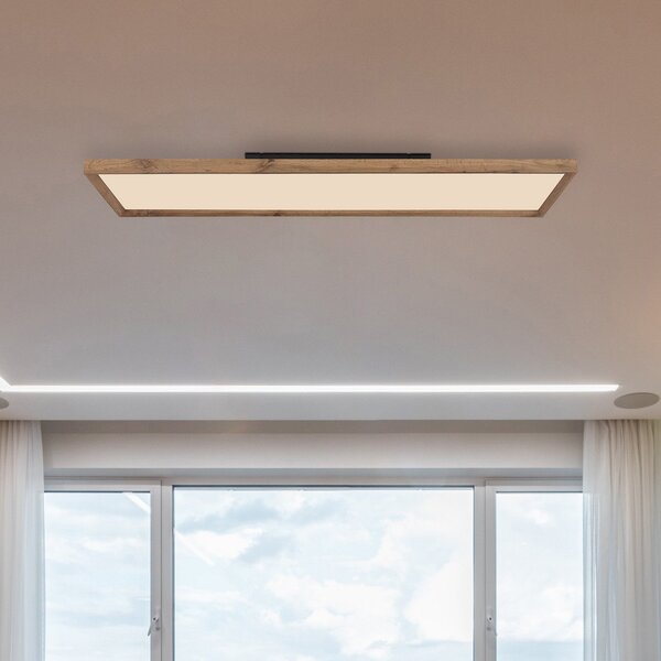 Globo Φωτιστικό οροφής LED Σταχτοπούτα ξύλο CCT 120 x 30 cm, Ξύλου, Σαλόνι / τραπεζαρία, Ξύλο