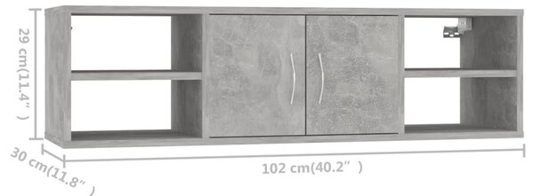 Ραφιέρα Τοίχου Γκρι Σκυροδέματος 102 x 30 x 29 εκ. Μοριοσανίδα - Γκρι