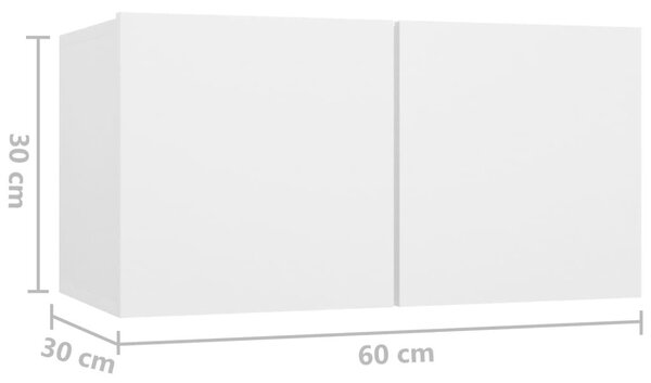 Ντουλάπια Τηλεόρασης Κρεμαστά 2 τεμ. Λευκά 60 x 30 x 30 εκ. - Λευκό