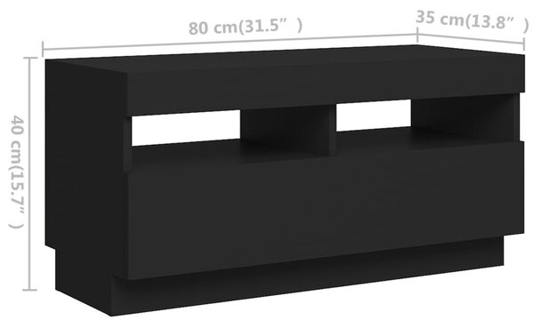 Έπιπλο Τηλεόρασης με LED Μαύρο 260 x 35 x 40 εκ. - Μαύρο