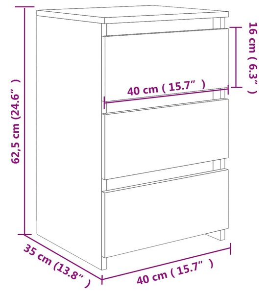 Κομοδίνο Γκρι Σκυροδέματος 40 x 35 x 62,5 εκ. από Μοριοσανίδα - Γκρι