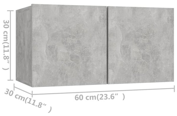 Έπιπλα Τηλεόρασης 4 τεμ. Γκρι Σκυρ. 60x30x30εκ. από Επεξ. Ξύλο - Γκρι