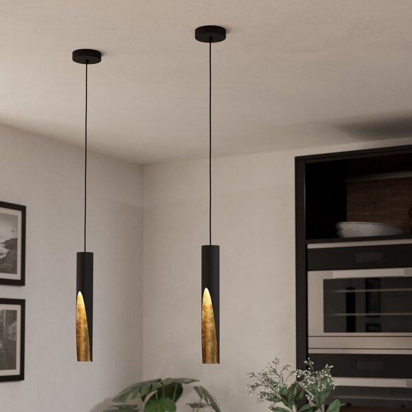 EGLO LED κρεμαστό φωτιστικό Barbotto σε μαύρο/χρυσό, 1fl., Μαύρο, Σαλόνι / τραπεζαρία, Μέταλλο, σύγχρονο