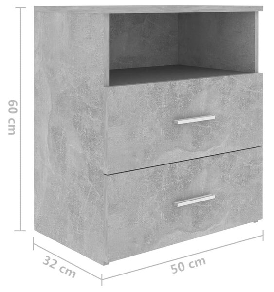 Κομοδίνο Γκρι Σκυροδέματος 50 x 32 x 60 εκ. - Γκρι